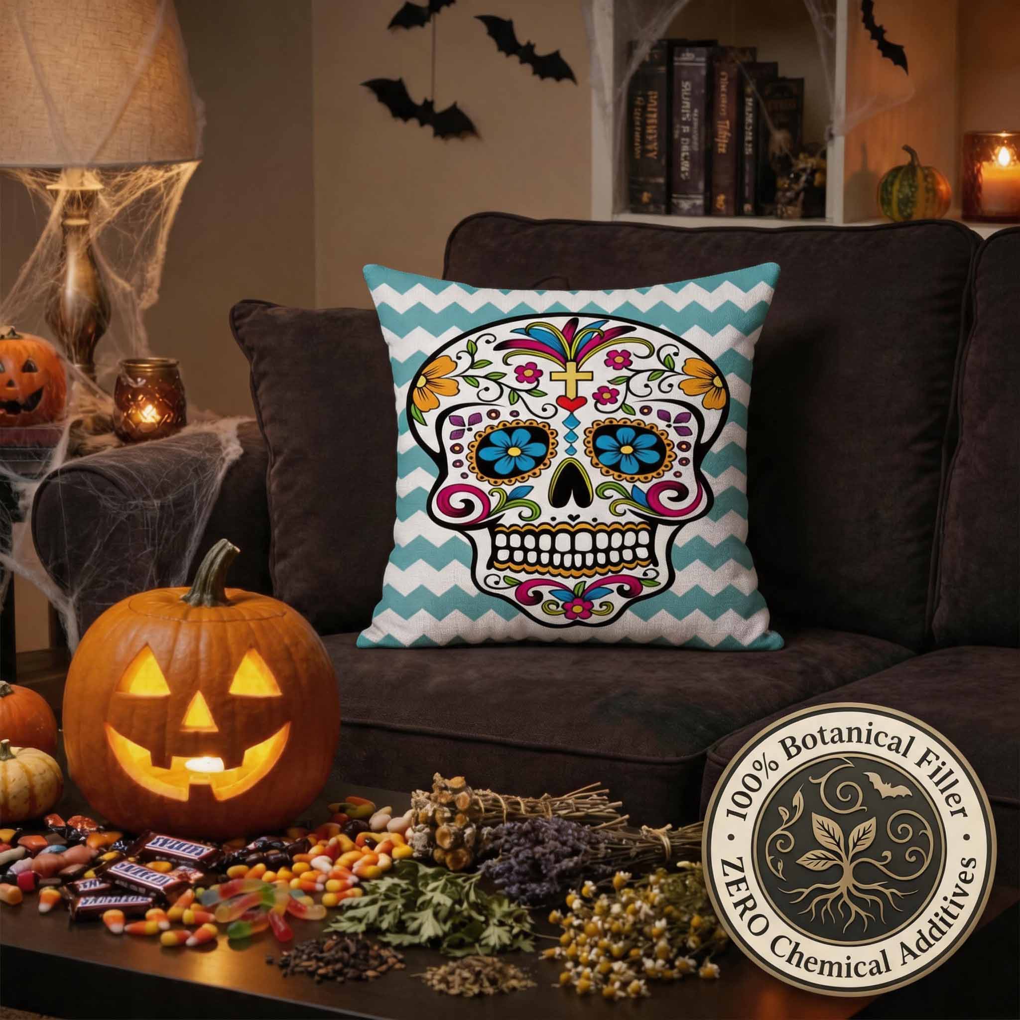 Aromatherapy Herbal Pillow – Skull Series (Chevron-Sugar-Skull-Pillow)