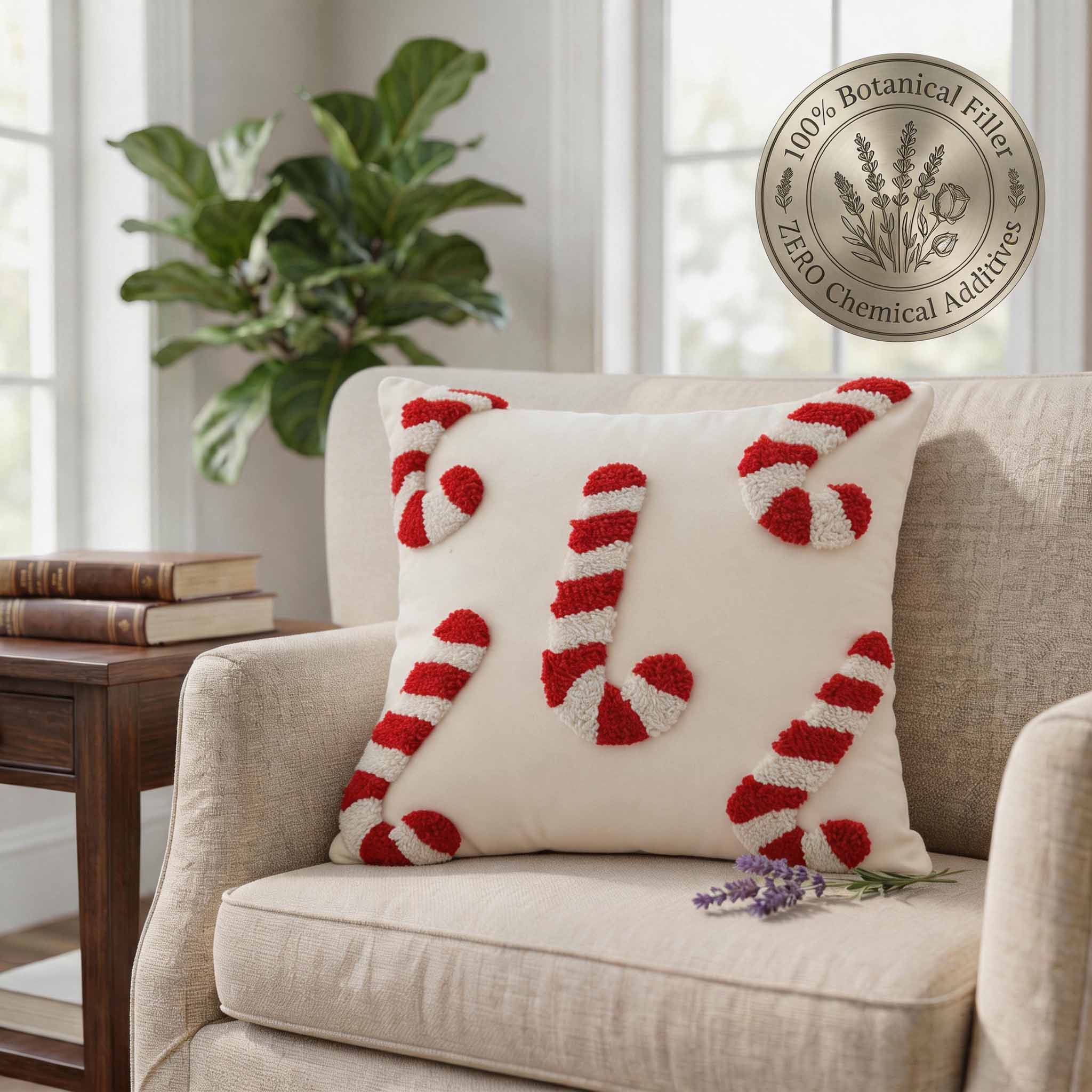 Aromatherapy Herbal Pillow – Embroidery Series (Christmas-cane)