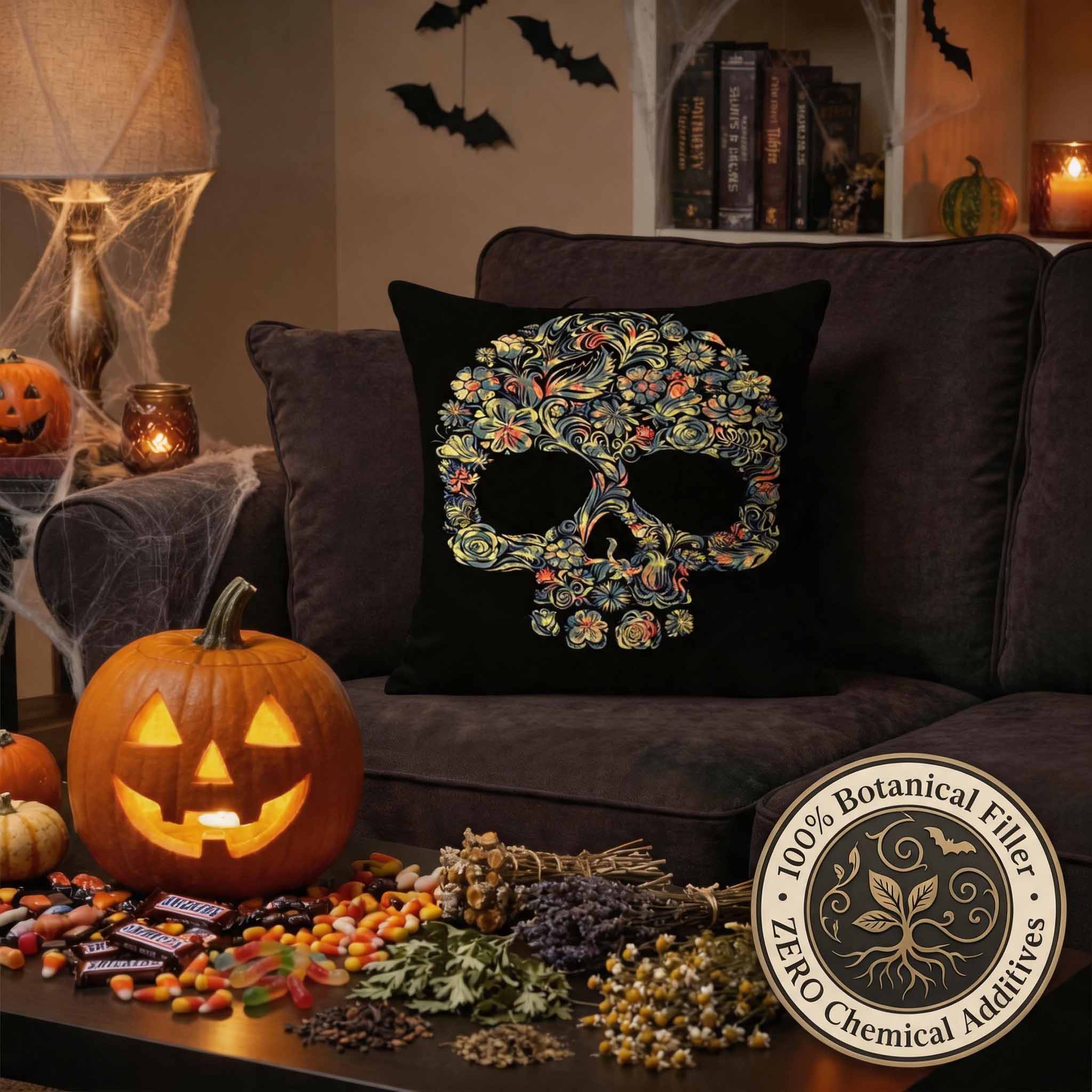 Aromatherapy Herbal Pillow – Skull Series (Embroidered-Sugar-Skull-Pillow)