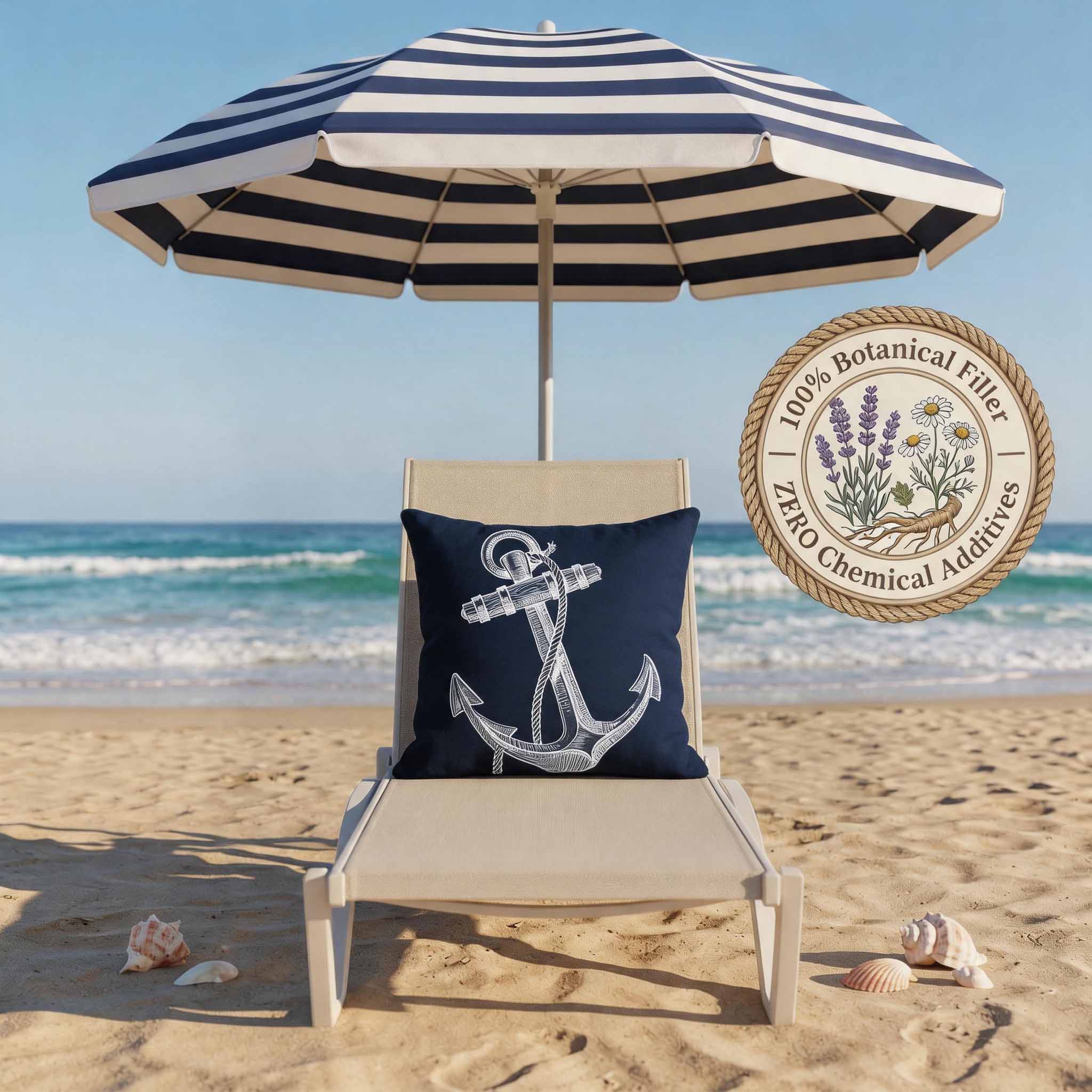 Aromatherapy Herbal Pillow – Nautical Sailor Series (Navy-Sketch-Anchor)