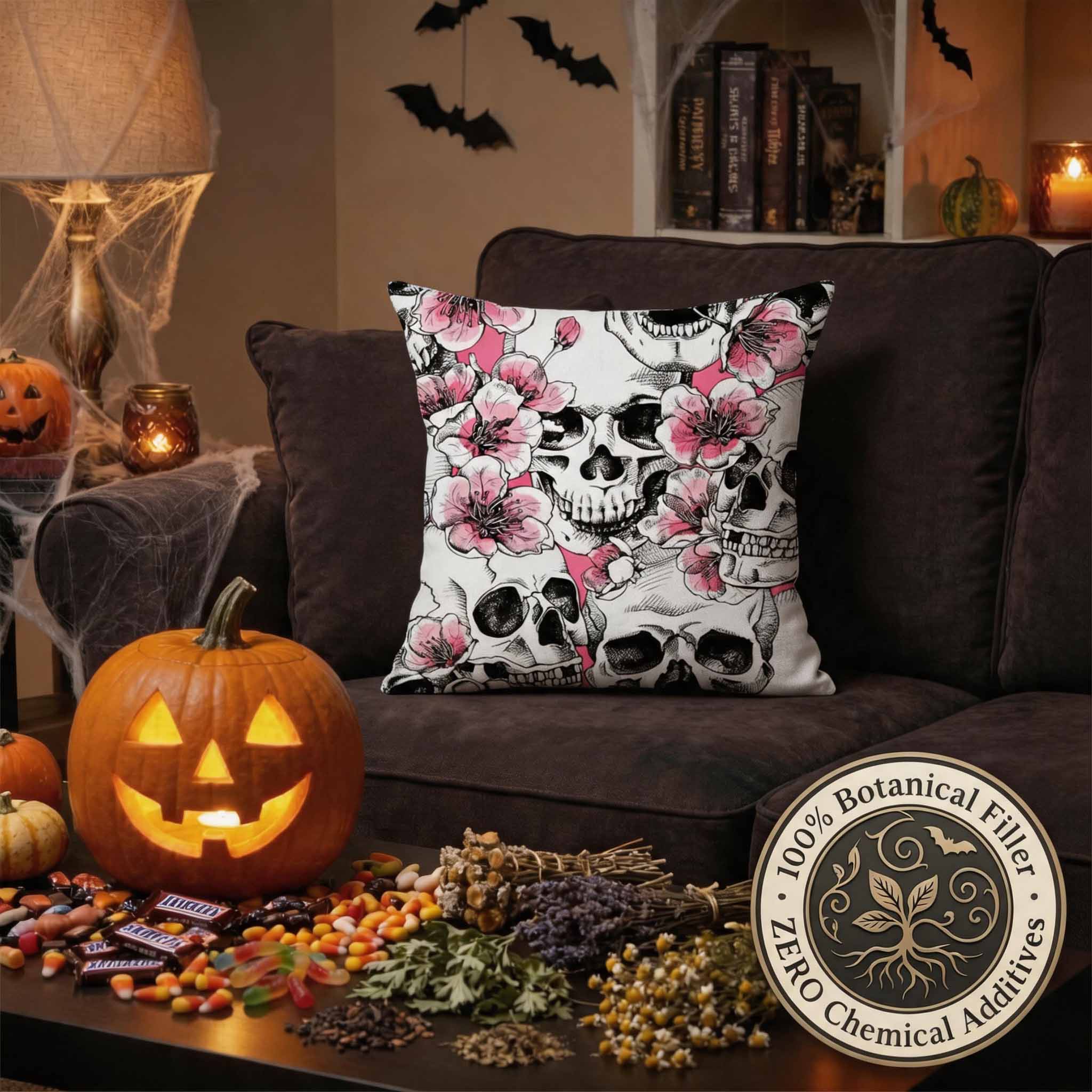 Aromatherapy Herbal Pillow – Skull Series (Pink-Skull-Halloween-Pillow)