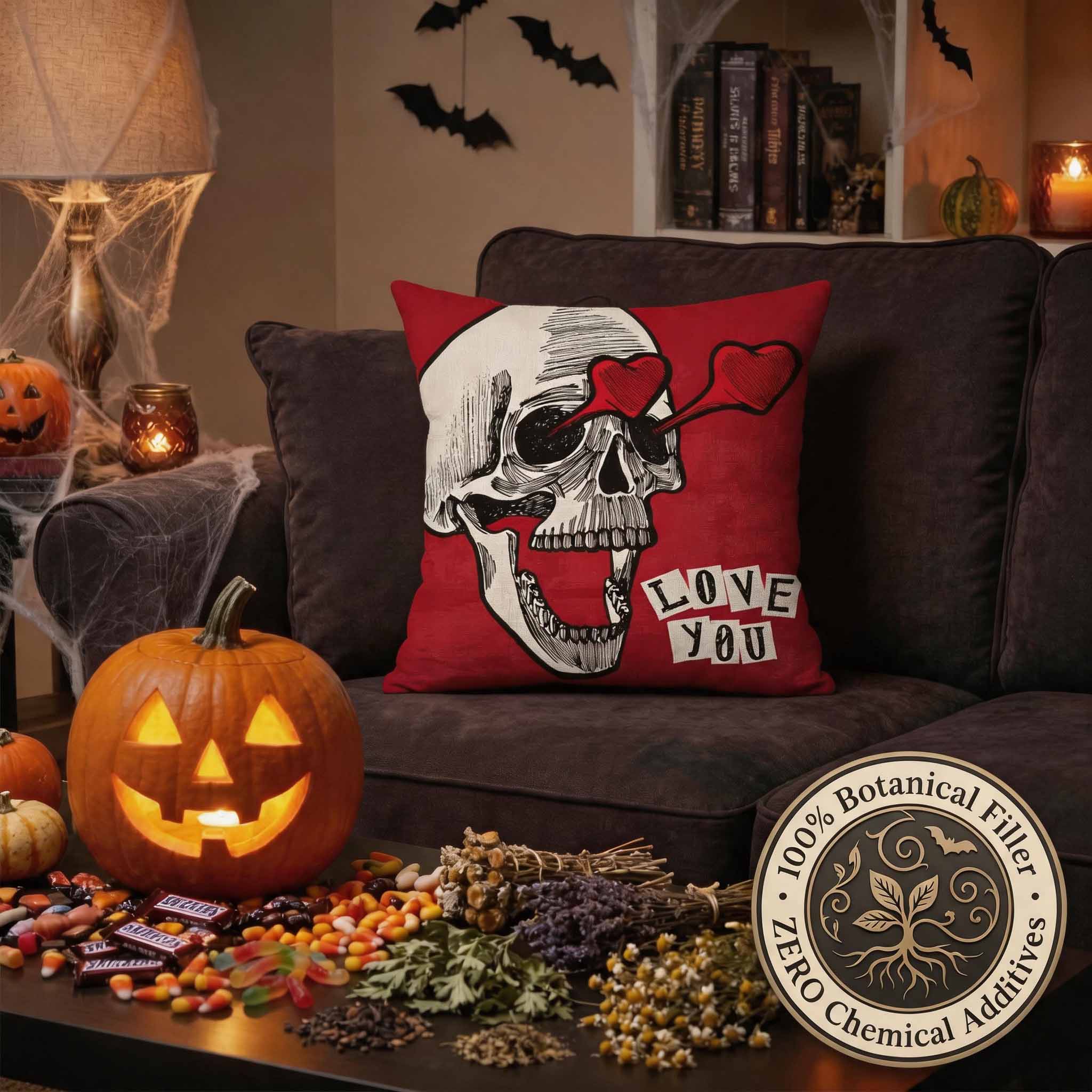 Aromatherapy Herbal Pillow – Skull Series (Red-Skull-Halloween-Pillow)