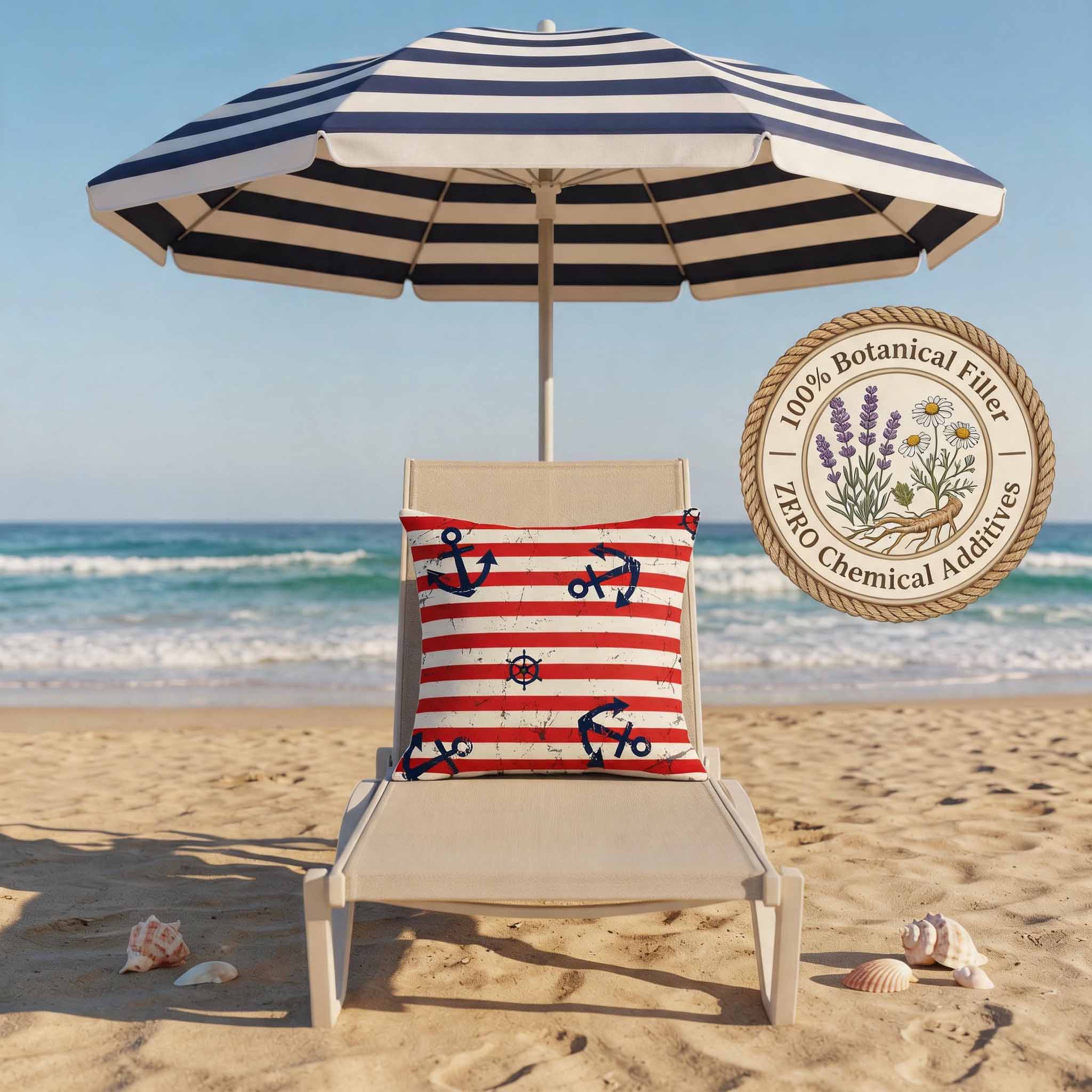 Aromatherapy Herbal Pillow – Nautical Sailor Series (Red-Stripe-Anchor)