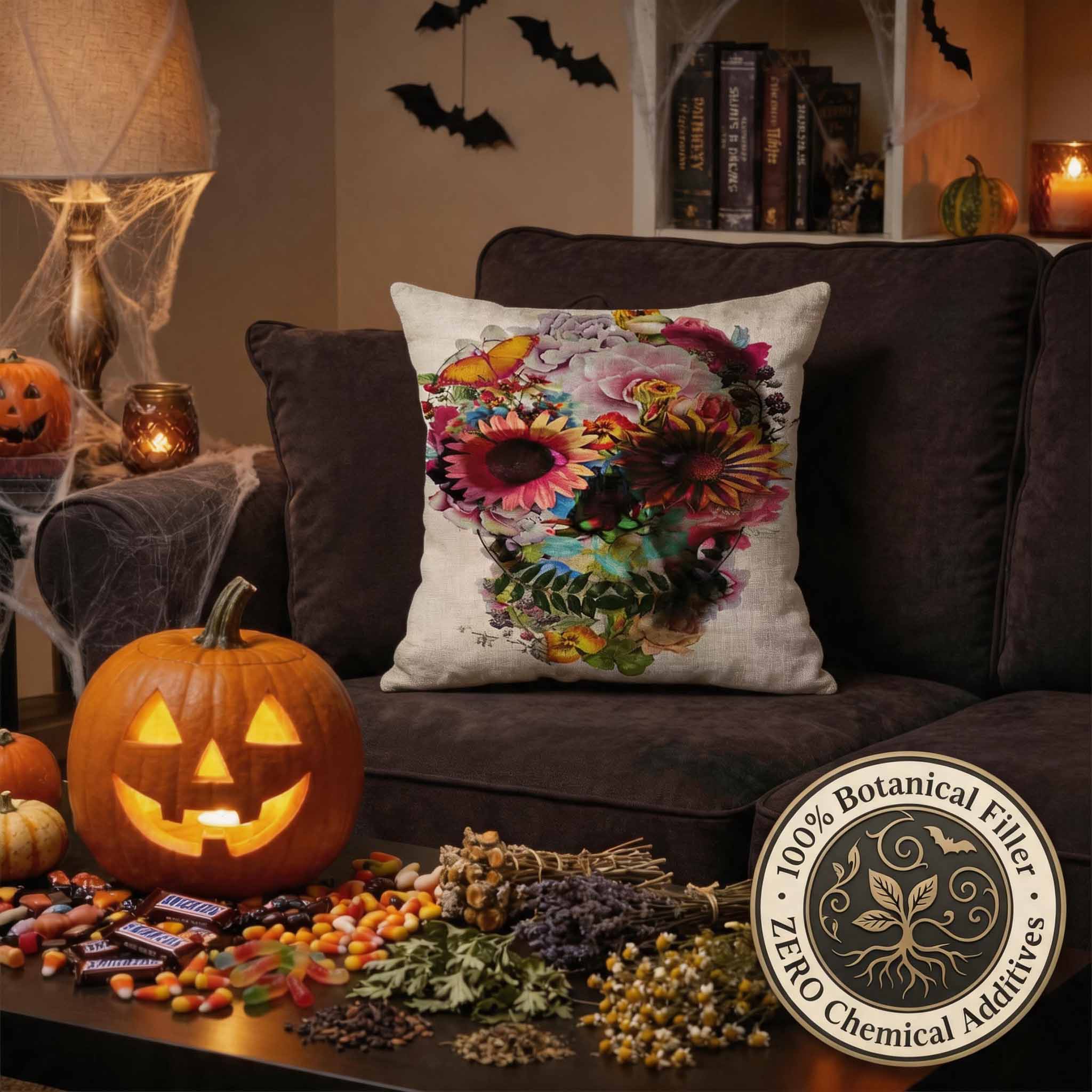 Aromatherapy Herbal Pillow – Skull Series (Vibrant-Sugar-Skull-Pillow)