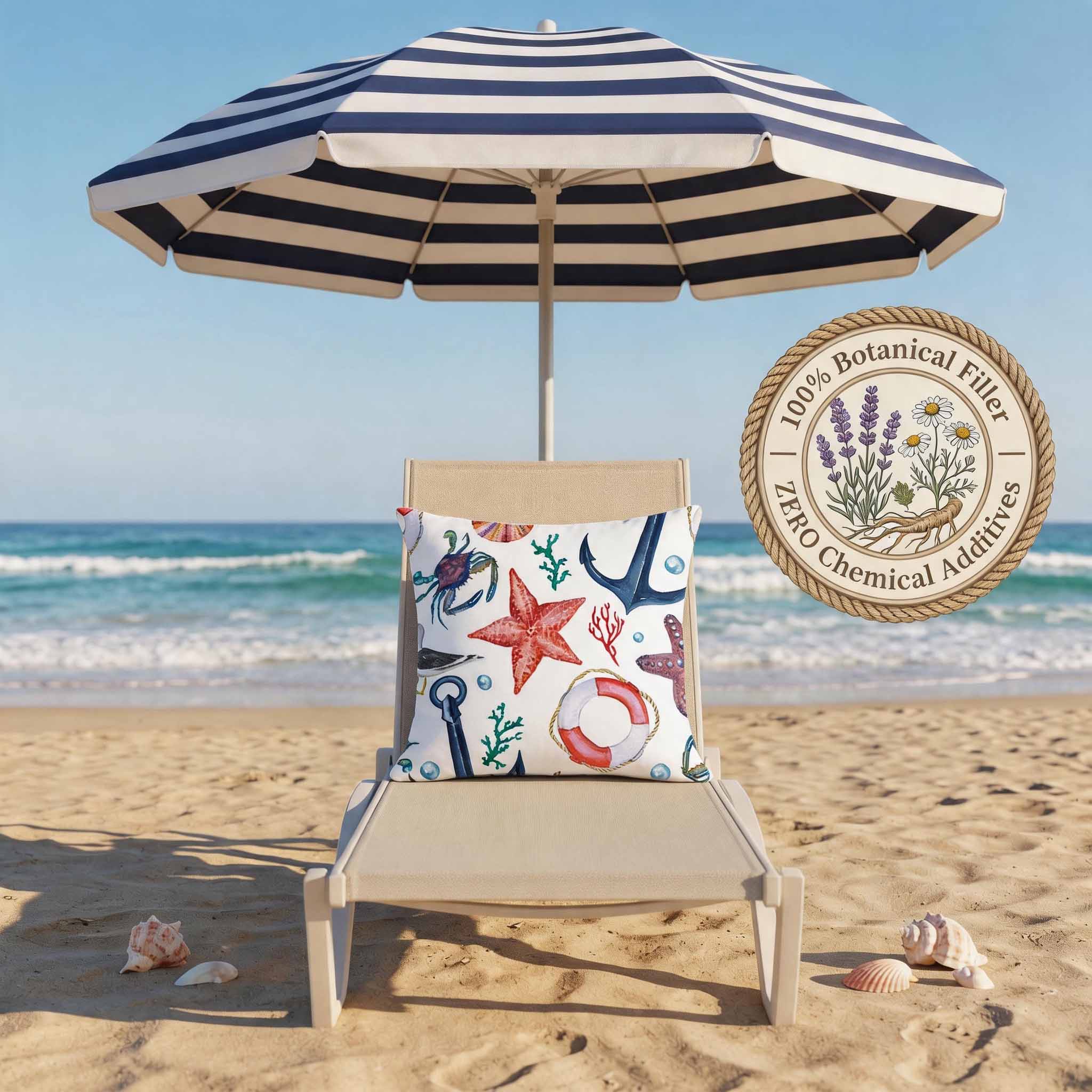 Aromatherapy Herbal Pillow – Nautical Sailor Series (Watercolor-Sea-Life-2)