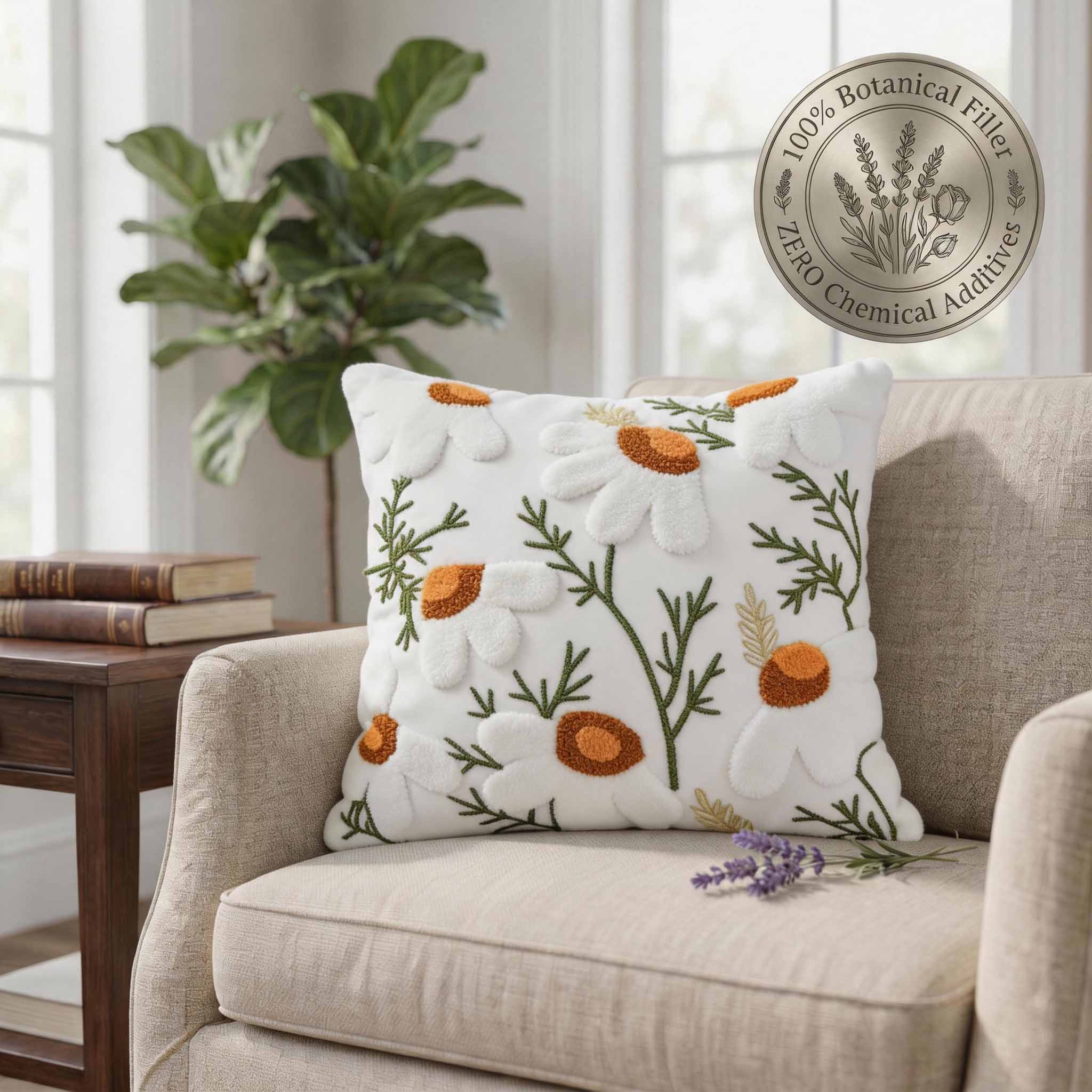 Aromatherapy Herbal Pillow – Embroidery Series (daisy)