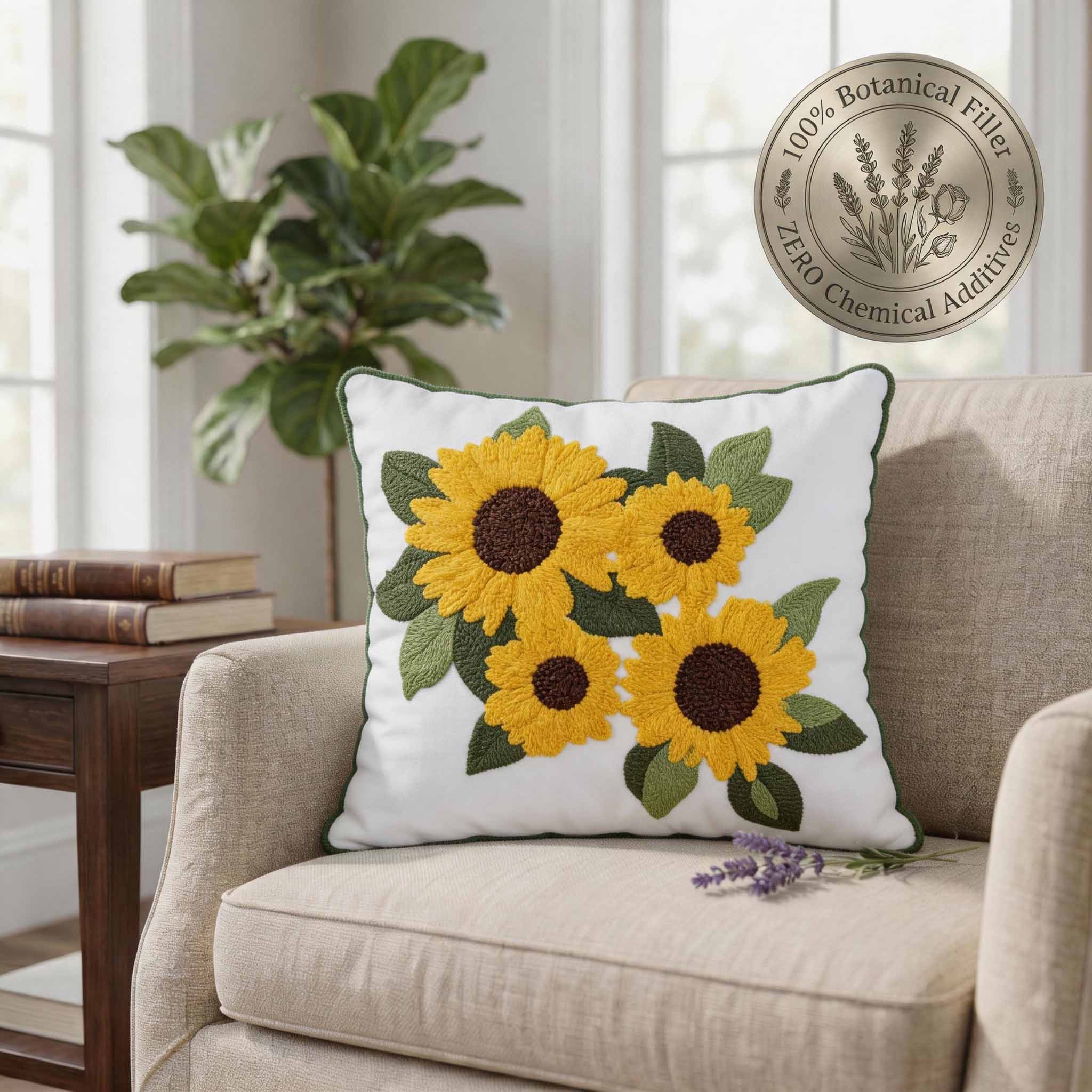 Aromatherapy Herbal Pillow – Embroidery Series (sunflower)