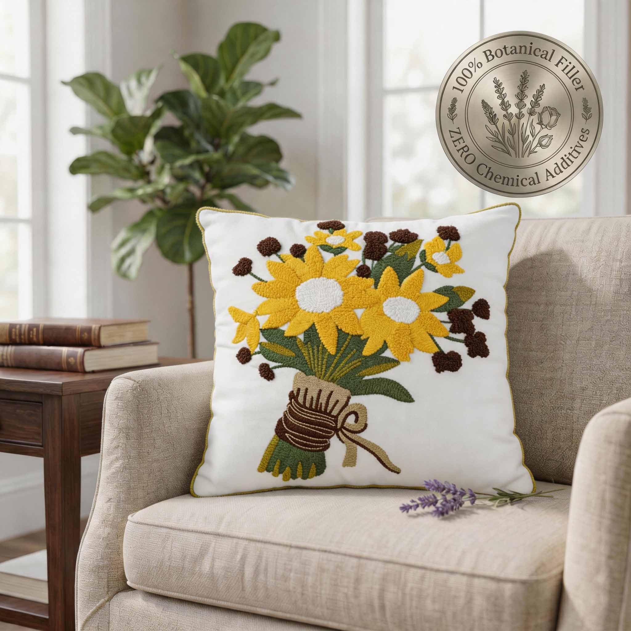 Aromatherapy Herbal Pillow – Embroidery Series (sunflower-bouquet)